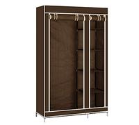 YIMING Armoire Chambre d'Adulte à Deux Portes, Armoire de Rangement Pliable et Portable, Penderie en Tissus Non-tissé, Armoire à Vêtements avec Une Tringle (Marron, 110×45×175 cm)