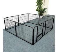 YIMING Parc à Chiots Pliable, Grilles de 80x60 cm, Parc de Jeu pour Chien, Clôture Métallique, Enclos avec Porte, pour intérieur et extérieur (Lot de 8 Grilles)