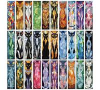 YIMINGOUFEI 30 Marque-Pages Chats Style Vitrail, 15 x 4 cm