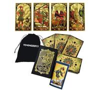 YIMINGOUFEI Cartes de Tarot Anglais, Design Miroir Magique en Feuille d'or, Jeu de 78 Cartes avec Guide, Impression holographique Pet, imperméable, Convient pour Les collectionneurs