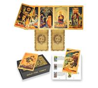 YIMINGOUFEI Jeu de 78 Cartes de Tarot Anglais Waite en Feuille d'or avec Manuel d'instructions de 36 Pages PVC imperméable 7 x 12 cm Motif Soleil, étoile et Lune