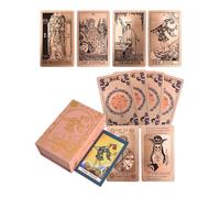 YIMINGOUFEI Jeu de Tarot Anglais Vintage en Feuille d'or, 78 + 2 Cartes de Rechange, avec Guide des Couleurs Anglais de 36 Pages, Impression holographique en PVC givré, Design imperméable