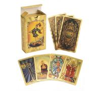 YIMINGOUFEI Jeu de Tarot bilingue, 78 Cartes en Espagnol et en Anglais, œil Spirituel, avec Guide de 28 Pages, Design doré, PVC imperméable