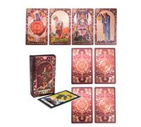 YIMINGOUFEI Jeu de Tarot en Feuille d'or Rouge vin, 78 Cartes + 2 Cartes de Collection, avec 36 Pages de Guide des Couleurs en Anglais, Impression holographique givrée en PVC, Design imperméable