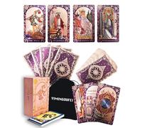 YIMINGOUFEI Jeu de Tarot Ryder-Waite Version Anglaise - 78 Cartes + 2 Cartes de Rechange - Design Holographique Étanche en Feuille d'or - avec Manuel d'Instructions