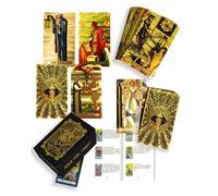 YIMINGOUFEI Tarot Anglais Waite, Feuille d'or, 78 Feuilles avec Guide, Design en PVC imperméable, Style médiéval