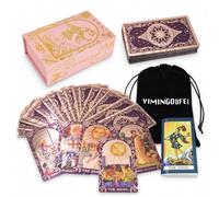 YIMINGOUFEI Tarot Rider Waite Doré en Anglais, 78 + 2 Cartes avec Guide