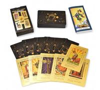 YIMINGOUFEI Tarot Rider Waite en Anglais, 78 Cartes Corps céleste Noir | PET imperméable et anti-plis, guide de 36 pages et fond noir élégant pour débutants, lecture, pratique et collection