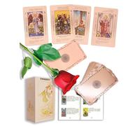 YIMINGOUFEI Version Anglaise Jeu de Cartes de Tarot avec Guide, 78 Cartes, Motif Feuille d'or Rose, PVC imperméable, idéal comme Cadeau pour Les Amoureux