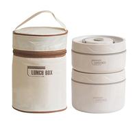 YIMINI Boîte Bento, Boîte à Lunch Thermique, Boîte à Déjeuner Portable Empilable Étanche, Avec Sac à Lunch Isotherme, Convient pour le Travail, l'École, les Repas en Plein Air (Beige)