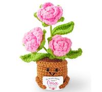 Yiminu.DS Cadeau pour grand-mère, Rose en crochet faite à la main avec carte, Cadeaux positifs pour anniversaire, fête des Mères, fête des Grands-Parents, Noël, Petits cadeaux personnalisés 50e, 60e