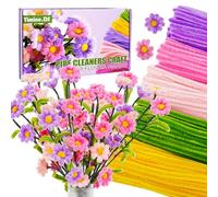 Yiminu.DS Fil Chenille en Forme de Fleur Cure Pipe pour l'artisanat Ensemble Complet avec 250 Fils Chenille épais et Moelleux et tutoriel Ensemble d'artisanat pour Adultes Rose Violet