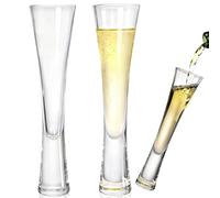 YIMITEE Lot de 2 flûtes à champagne de 150 ml, verres à vin étincelants uniques et élégants en cristal de forme ultra longue pour prosecco, mimosas, cocktails, anniversaire, mariage, fête, dégustation