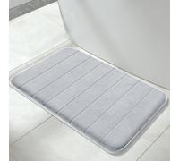 Yimobra Tapis de bain antidérapant, 80 x 50 cm, super absorption d'eau, épais, lavable en machine, facile à sécher - Argenté