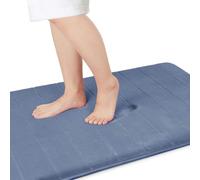 Yimobra Tapis de bain antidérapant, 90 x 60 cm, super absorption d'eau, épais, lavable en machine, facile à sécher - Bleu denim