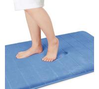 Yimobra Tapis de bain antidérapant, 92 x 61 cm, super absorption d'eau, épais, lavable en machine, facile à sécher - Bleu