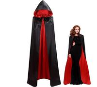 YIMOJOY Costume de vampire d'Halloween Connette en satin adulte avec capuche 150 cm / 170 cm à double faces Vampire Femmes pour le costume costume médiéval de carnaval d'Halloween (XL)