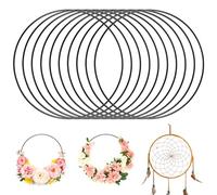 Yimomoyi 10 Pièces Cercle Metal, Cercle Attrape Reve Cerceau, Anneau Attrape Rêve 20 cm, Cercle Couronne Fleur, Anneau Metal Cerceau pour Attrape-rêves, Décorations de Mariage(Noir)