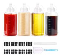 Yimomoyi 4 Pcs 800ml Bouteille Sauce, Blanc Squeeze Bottle avec Capuchon, Bouteille à Condiments, Récipient Sauce pour Peinture, Cuisson, Ketchup, Huile D'olive et Autres Sauces