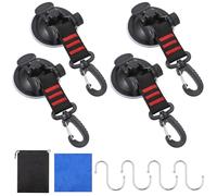 Yimomoyi 4Pcs Ventouse Crochet, Crochet Ventouse Puissante, Ventouses avec Crochets avec Anneau en D Rotatif à 360° et Crochet pour Sangle, Ancre à Ventouse avec Fixation du Crochet d'Arrimage