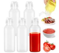 Yimomoyi 5 Pcs 300ml Bouteille Sauce, Blanc Squeeze Bottle avec Capuchon, Bouteille à Condiments, Récipient Sauce pour Peinture, Cuisson, Ketchup, Huile D'olive et Autres Sauces