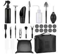 Yimomoyi Kit d’Outils de Jardinage 17 Pièces pour Plantes Grasses, Mini Outils de Précision pour Micro-Paysages et Succulentes, Ensemble Complet avec Tapis Imperméable et Sac de Rangement
