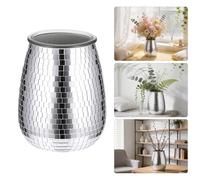 Yimomoyi Pot de Fleurs en Forme de Boule Discothèque, Argent Pot de Fleurs Disco, Décoration en Verre Miroir pour Centres de Table, Fête, Bar, Bureau, Cuisine, 5.91X4.53X3.54IN