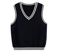 Yimutian Filles Garçons Pull sans Manches Enfants École Col V Gilet Débardeur en Tricot Uniforme Scolaire Chandail Gilet Navy 150
