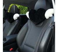 Yimuzche 2Pcs Oreillers D'appui-tête de Voiture en Forme de Cœur en Peluche avec Angel Wings Coussin de Cou Doux Confortable Kawaii pour la Conduite Voyage (Noir)