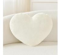 Yimuzche Coussin Coeur Rose Kawaii Oreiller en Peluche, Coussins Décoratif Chambre Super Doux pour Salon Chambre à Coucher (Blanc, 46 * 36cm)