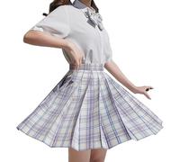 Yimuzche Uniforme Scolaire Japonais Femme, Jupe Plissée Japonaise Anime Cosplay Tenue Fille avec Nœud papillon, Chemise (C, XXL)
