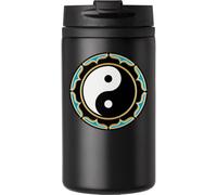 Yin and Yang Lotus Balance Tasse à café de voyage pour boissons chaudes et froides Tasse isotherme à double paroi avec couvercle étanche Noir
