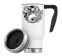 Yin and Yang Tasse à café isotherme de voyage Motif dragon chinois Tigre 480 ml Blanc