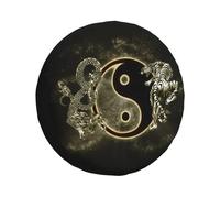 Yin Composer Dot Art-Couverture De Rechange Noire Et Blanche Pour Prado Pajero,Jeep Balance Meditation Versi4 X 4,Protecteur De Roue De Voiture - Type 15 Inch #J