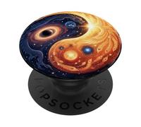 Yin et Yang Dualité Cosmique Art Dragon Phoenix PopSockets PopGrip Adhésif