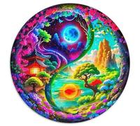 Yin-Yang 1000 Piece Puzzle Rond, pour Enfants Adulte Jouets De Anti Stress Unique Jigsaw pour La Famille Amis 12 Ans De Qualité Supérieure 1000pcs (67.5x67.5cm)