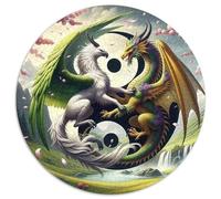 Yin-Yang 1000 Pièces Puzzle Circulaire Arts créatifs Puzzle Adulte pour Enfants Pression Réduite Puzzle Difficile Impossiblepour Adultes Décoration pour Enfants Cadeau 1000pcs (67.5x67.5cm)