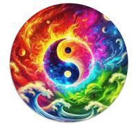 Yin-Yang 1000 Pièces Puzzle Rond commerches Adultes Et Enfants Décompression Progressive Réduction du Stress Cadeau DécoRation 1000pcs (67.5x67.5cm)