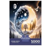 Yin Yang Arbre Lune 1000 Pièces Puzzle Classique Harmonie Cosmique équilibrée Pack Puzzle Carton Extra-épais - Collectionneurs’ Favorite, Détente Mentale, Pause Bureau Voyage Et Fêtes 38x26cm/1000pcs