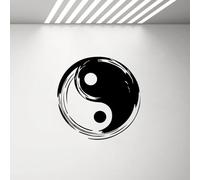 Yin Yang Autocollant mural en vinyle pour décoration d'intérieur, salon, philosophie chinoise antique, décalcomanies taoïsme pour chambre à coucher, 110 x 110 cm