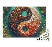 Yin Yang Banc de Poisson Puzzle 1000 Pièces Puzzle pour Adultes Jeu de Puzzle 1000 Pièces Relaxation Décoration Cadeau 70x50cm/1000pcs