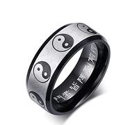 Yin Yang Band anneaux pour hommes Femmes Anneau de style chinois Tai Chi Mid Knuckle Fashion Fashion Personnalisé Edge covelé Cool Style Punk Hypoallergène en acier inoxydable Confort Fit Boyfriend