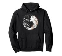 Yin Yang de Loups Blancs et Noirs avec Fleur Amateur de Loup Sweat à Capuche