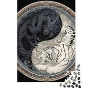 Yin Yang Dragon Tiger Art Print Puzzles 1000 Pieces Cadeau Unique Jeu Éducatif Challenge Toy À De Qualité Supérieure Peinture Art pour Adultes Enfants 38x26cm/1000pcs