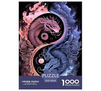 Yin Yang et Dragon Puzzles 1000 Pièces Cadeau Unique Intéressant Jeu Éduchatif Challenge Toy À De Qualité Supérieure Peinture Art pour Adultes Et Enfants 70x50cm/1000pcs