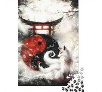 Yin Yang Fox Art 1000 Pièces Carton Épais Puzzle Classique Senior Jigsaw Enthusiastes Difficile Défiant Décoration Murale Pack De Valeur 52x38cm/1000pcs