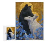 Yin-Yang Foxes in Blue Flowers Puzzle 1000 Pièces Educa Jouet en Bois Cadeau Unique Décoration Intérieure Jeu Éducatif Challenge Toy Adultes Et Enfants À Partir De 14 Ans 500 PCS