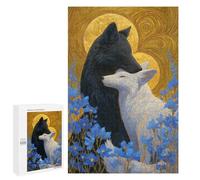 Yin-Yang Foxes in Blue Flowers Puzzle 1000 Pièces Educa Jouet en Bois Cadeau Unique Décoration Intérieure Jeu Éducatif Challenge Toy Adultes Et Enfants À Partir De 14 Ans 1000 PCS