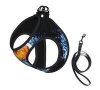 Yin Yang Harnais pour chien imprimé eau feu 2 x boucle, gilet pour chien, clip avant anti-traction pour laisse pour chiens de petite et moyenne taille