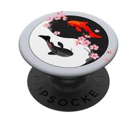 Yin Yang Koi Poisson Japonais Cerisier Fleur Sakura Art Zen PopSockets PopGrip Adhésif